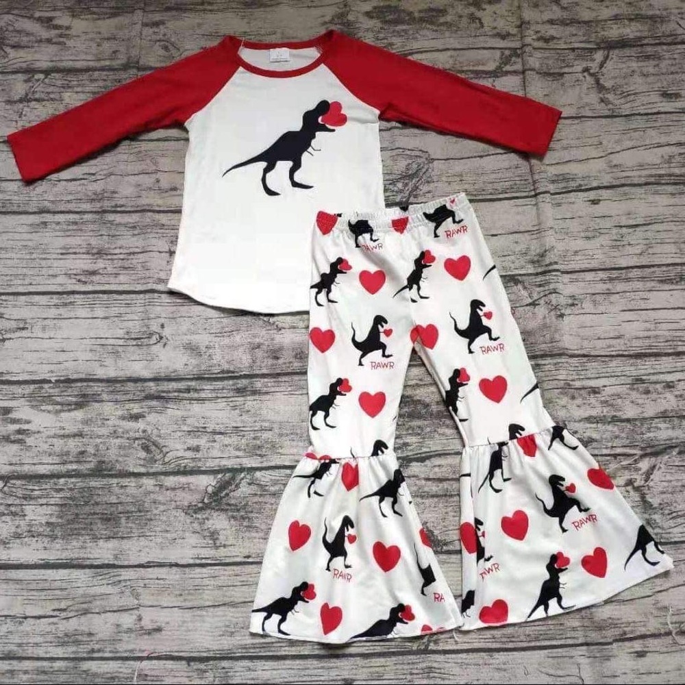 Dinosaur love cute heart pants set